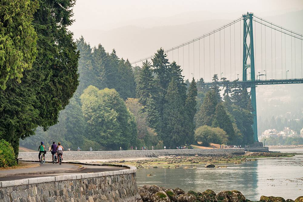 Bike ride along Stanley Park, Vancouver, BC, Canada Bike ride along Stanley Park, Vancouver, BC, Canada