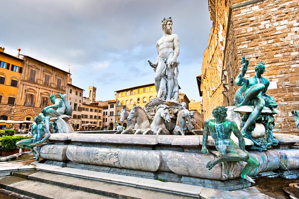 Fountain of Neptune on Piazza della Signoria in Florence, Italy