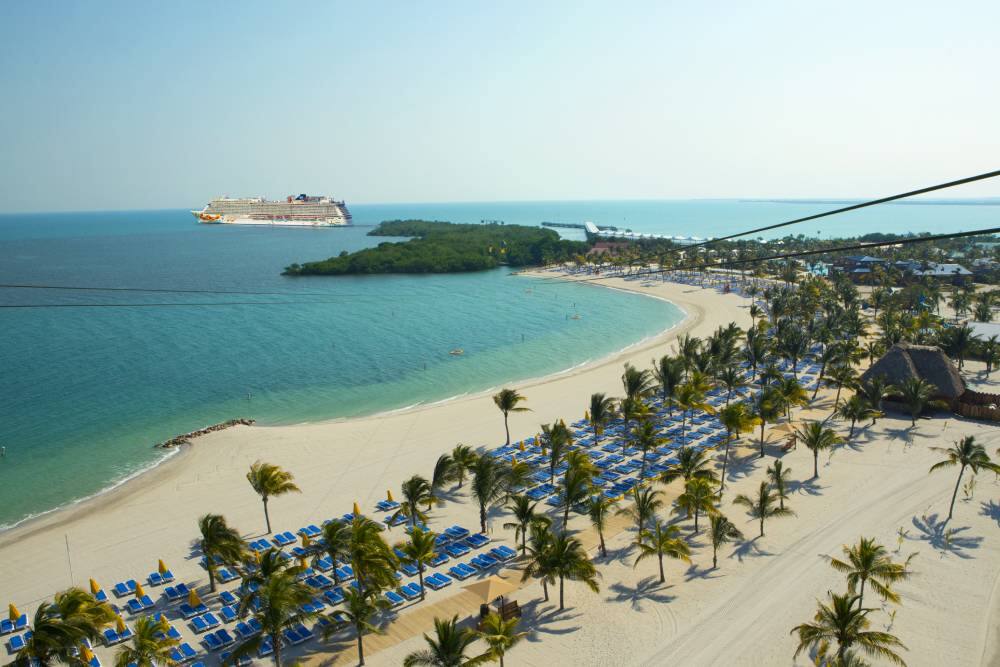 Norwegian Getaway docking in Harvest Caye