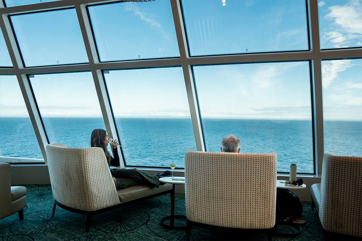 The Observation Lounge overlooking Alaska. The Observation Lounge overlooking Alaska.