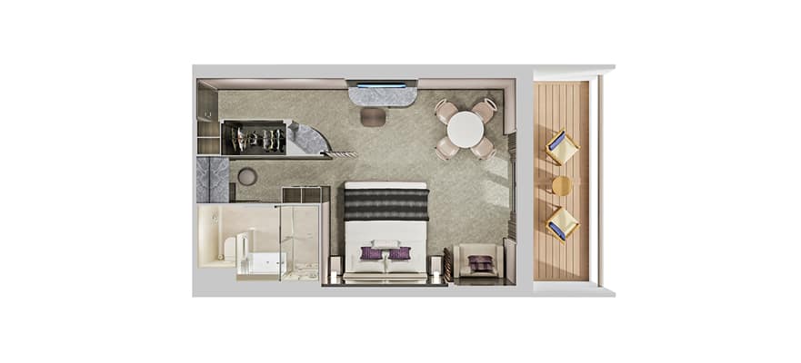 Forward-Facing Deluxe Penthouse with Large Balcony floor plan