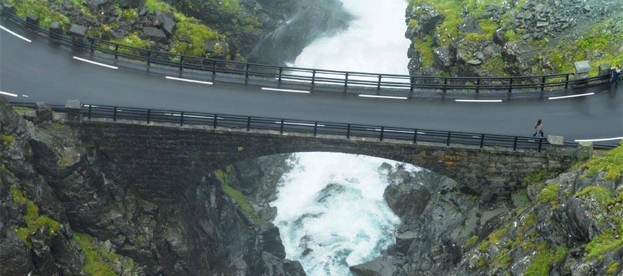 Stunning views at Stigfossen waterfall when you cruise to Alesund