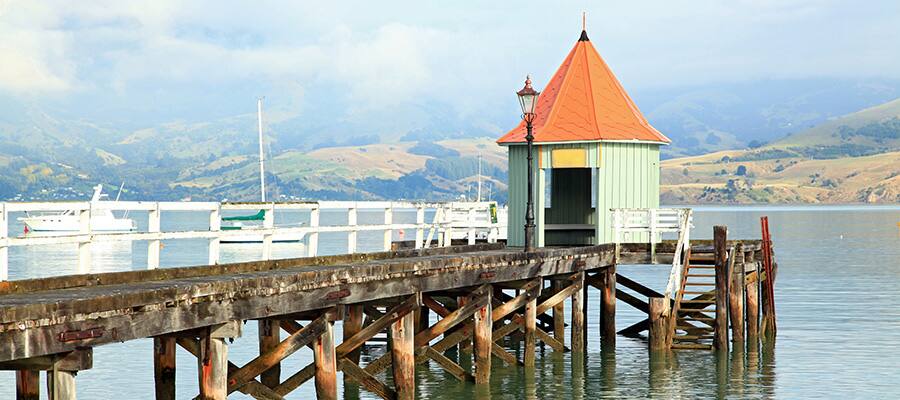 Motor boat jetty on cruises to Akaroa