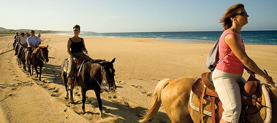 Horseback riding when cruising to the Mexican Riviera
