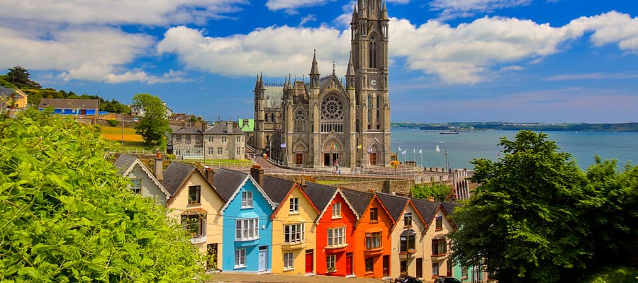 See the “Deck of Cards” homes surrounding St. Coleman’s Cathedral in Cork.