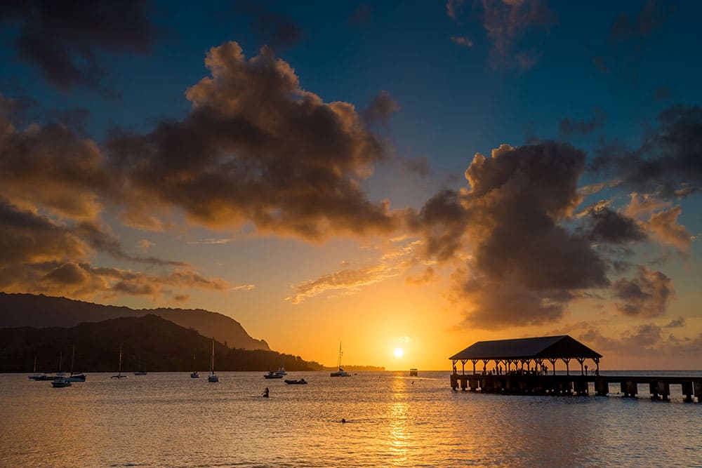 Sunset at Hanalei Pier - Kauai