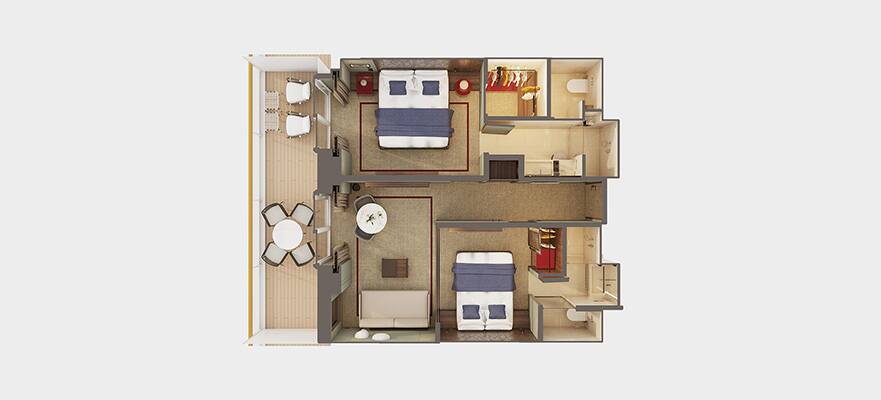 The Haven 2-Bedroom Family Villa with Large Balcony floor plan