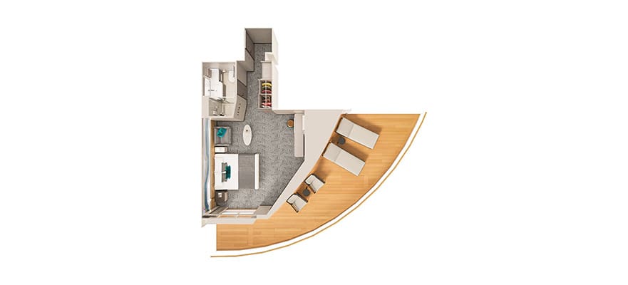 Forward-Facing Club Balcony Suite with Large Balcony floor plan