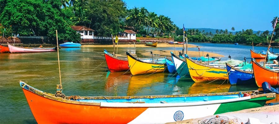 Fishing boats on the beach on Mormugao Goa Cruise