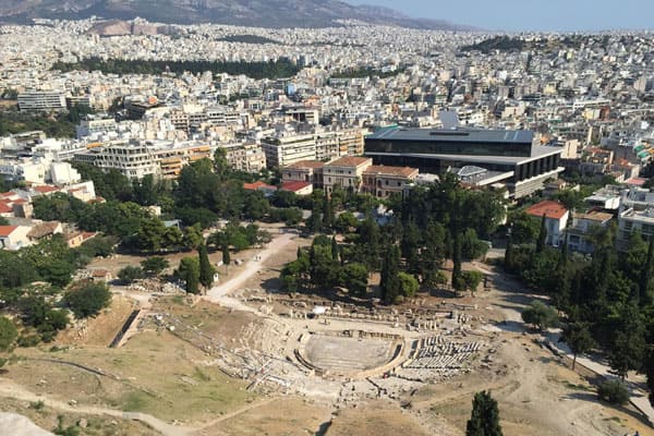 View looking down from the Acropolis in Athens