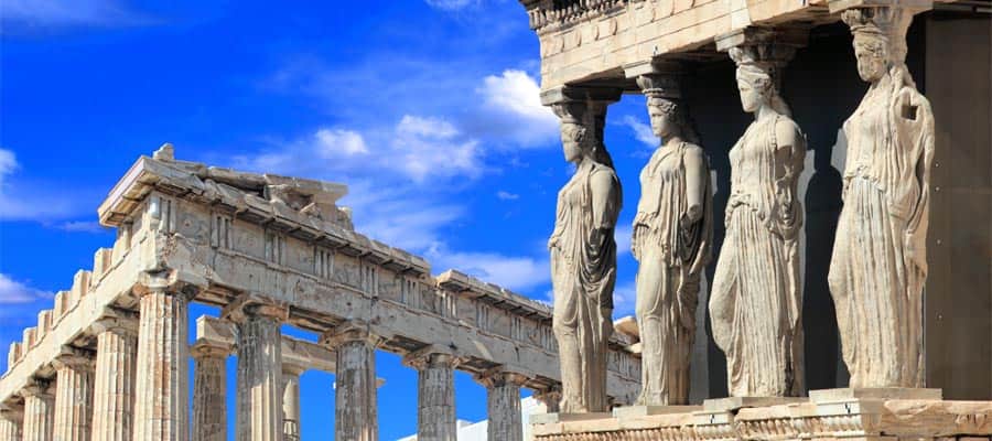 Cruise to Athens where you can see the Caryatids of the Erechtheion Temple